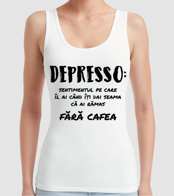 depresie: sentimentul pe care îl ai când îți dai seama că ai rămas fără cafea model alb pe tricou