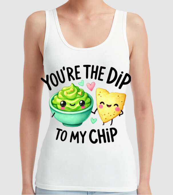 Dip to my Chip model alb pe tricou