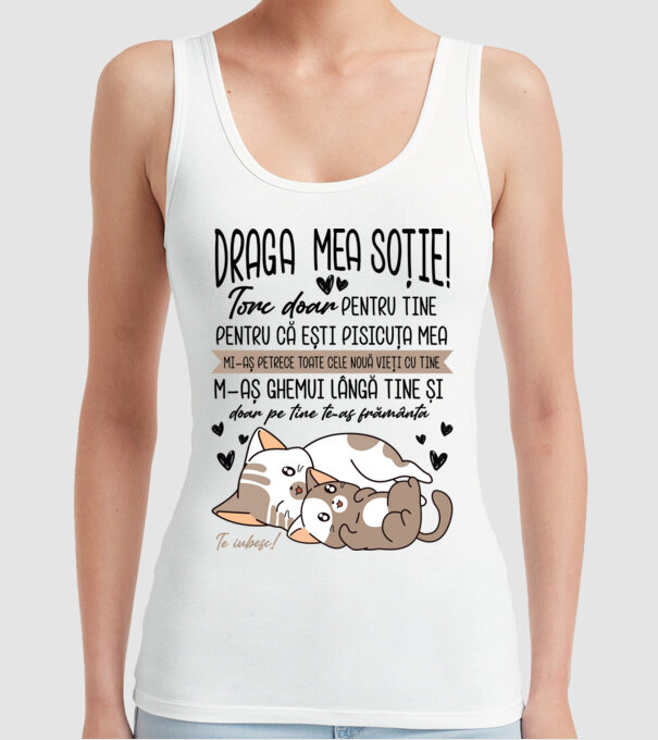 Draga mea soție model alb pe tricou