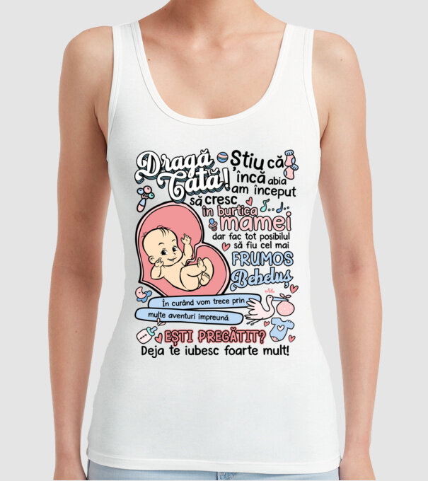 Dragă tată model alb pe tricou