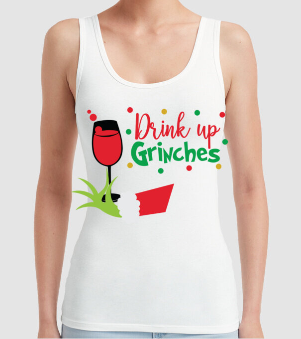 Drink up Grinches model alb pe tricou