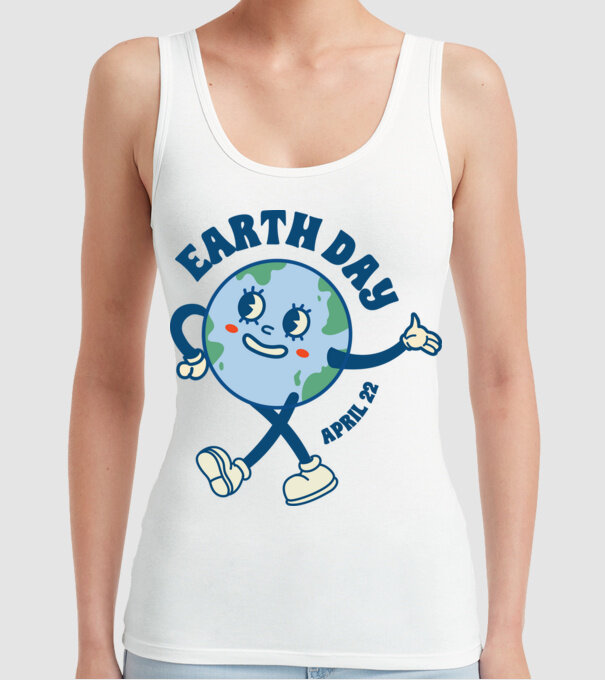 Earth Day model alb pe tricou