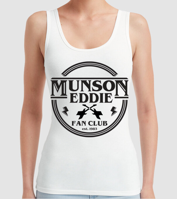 eddie munson fan club est 1983 model alb pe tricou