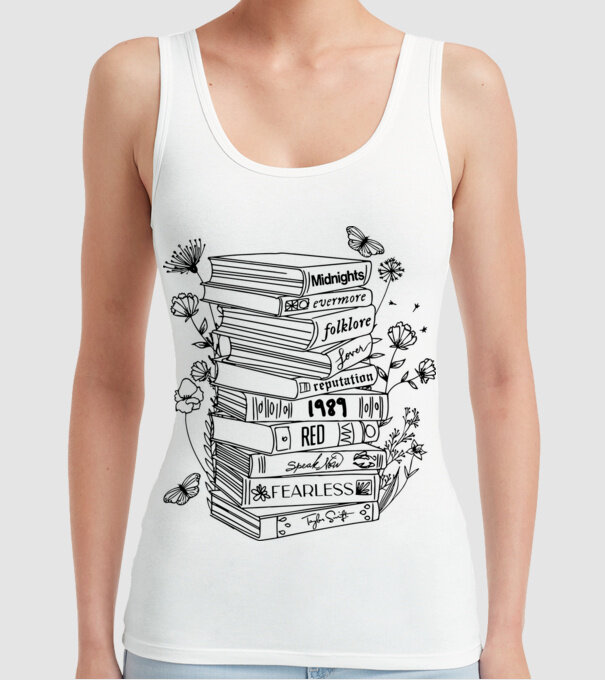 Eras tour books model alb pe tricou