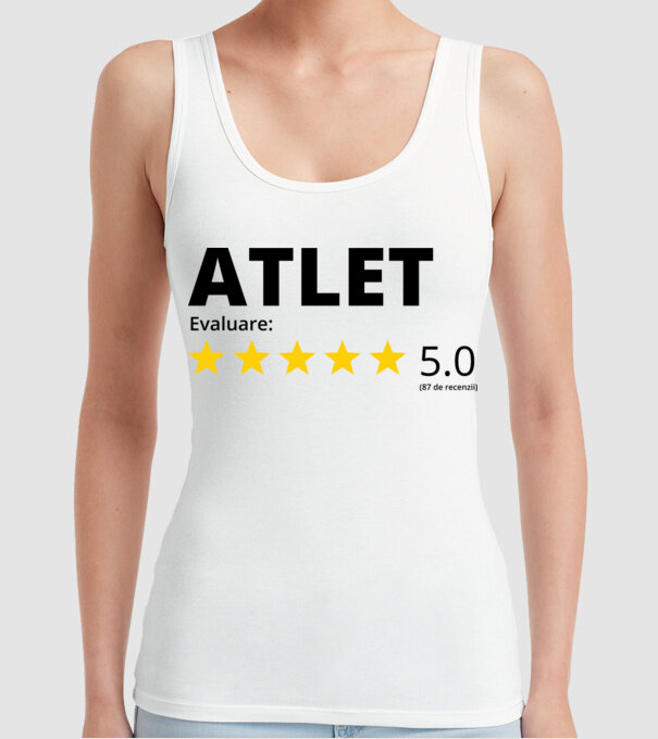 Evaluare 5 ATLET model alb pe tricou
