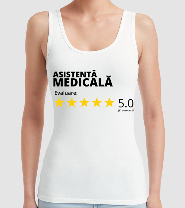 Evaluare - ASISTENTĂ MEDICALĂ model alb pe tricou