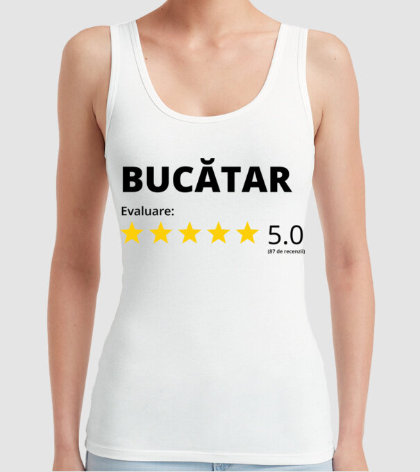 Evaluare - BUCĂTAR model alb pe tricou
