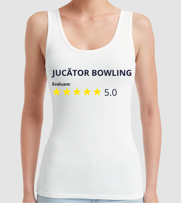evaluare: jucător bowling de 5 stele model alb pe tricou