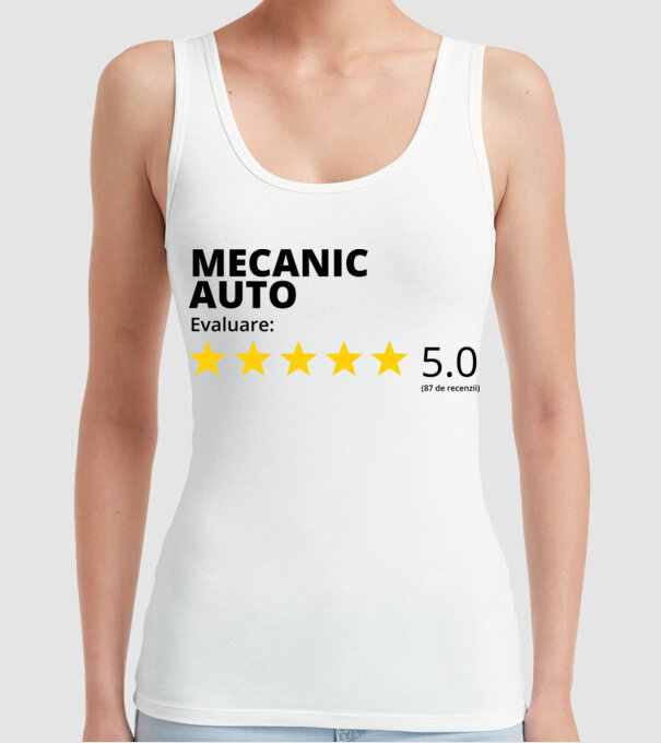 Evaluare - MECANIC AUTO model alb pe tricou