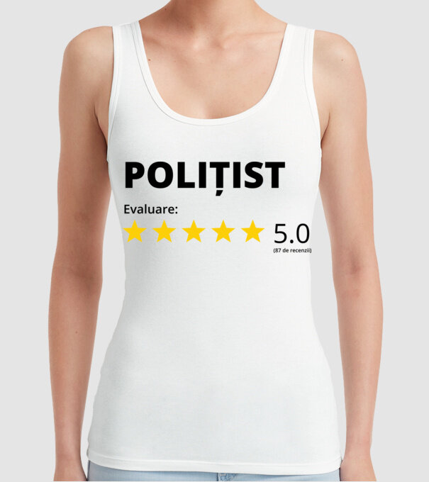 Evaluare - POLIȚIST model alb pe tricou