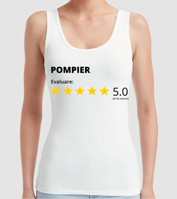 Evaluare - POMPIER model alb pe tricou