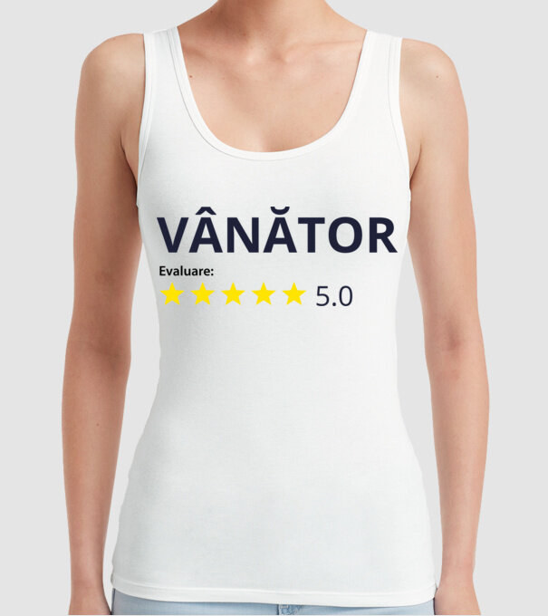 evaluare: vânător de 5 stele model alb pe tricou