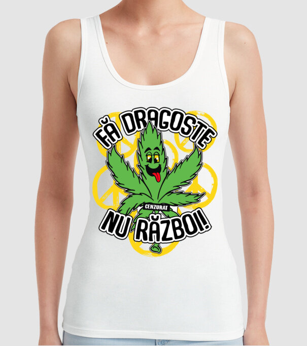fă dragoste, nu război! (cenzurat) model alb pe tricou