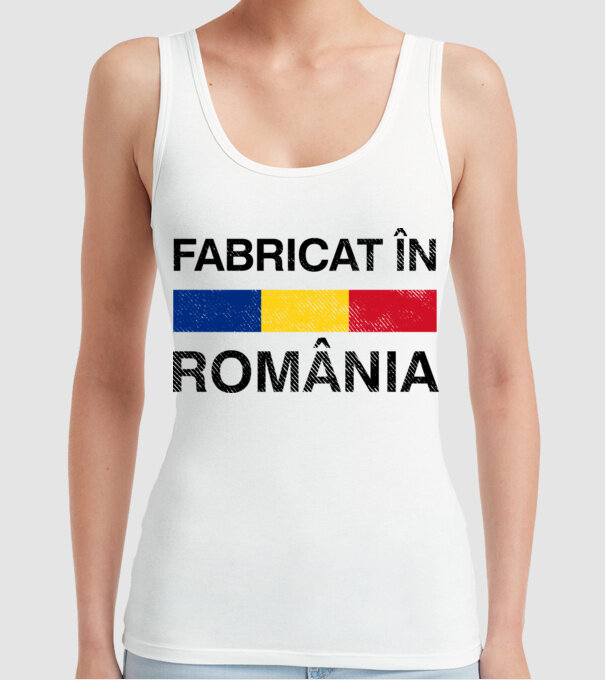 Fabricat în România model alb pe tricou