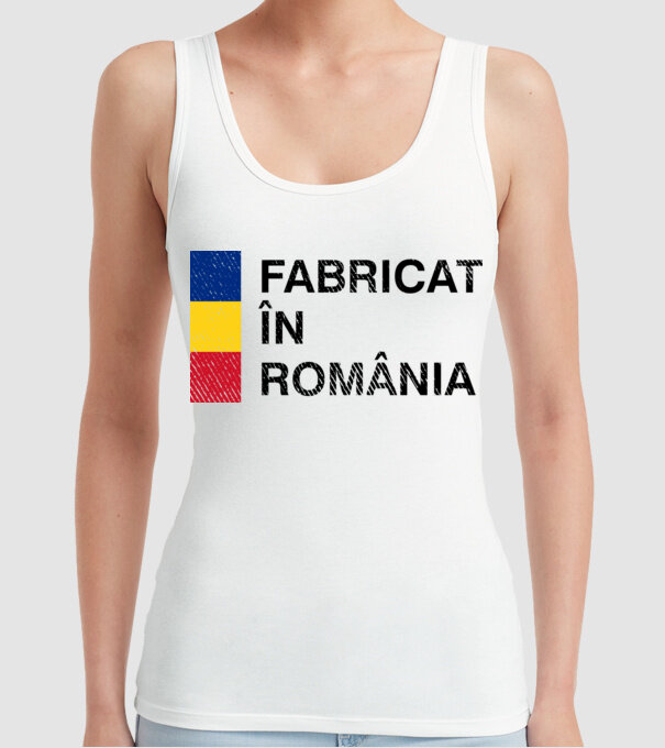 Fabricat în România model alb pe tricou