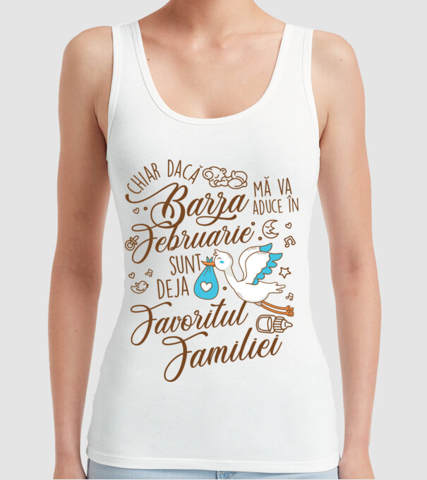 Favoritul familiei FEBRUARIE model alb pe tricou