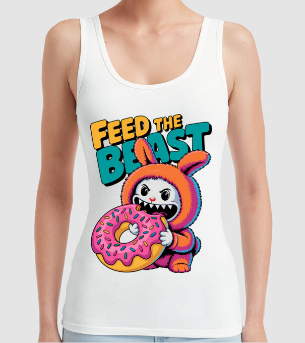 Feed the beast model alb pe tricou