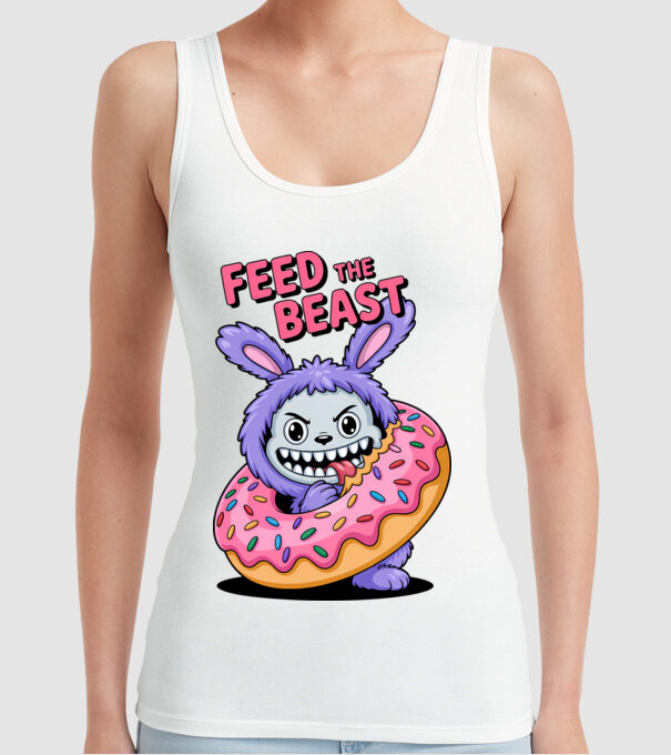 Feed the beast model alb pe tricou
