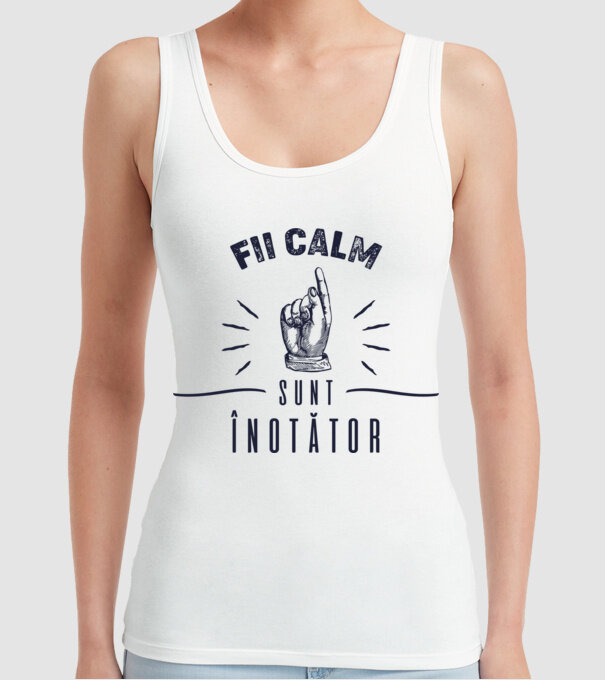 Fii calm, sunt ÎNOTĂTOR model alb pe tricou