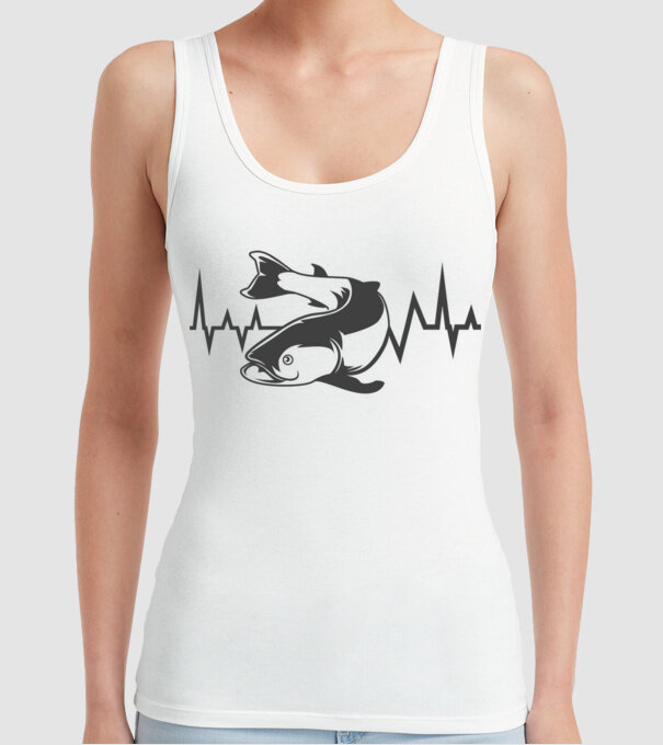 Fish model alb pe tricou