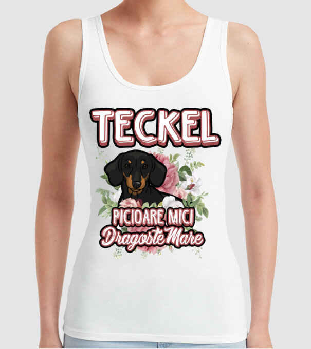 teckel : picioare mici dragoste mare model alb pe tricou