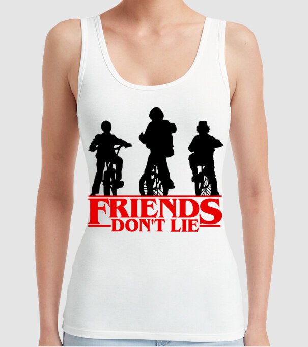 friends dont lie bicycle model alb pe tricou