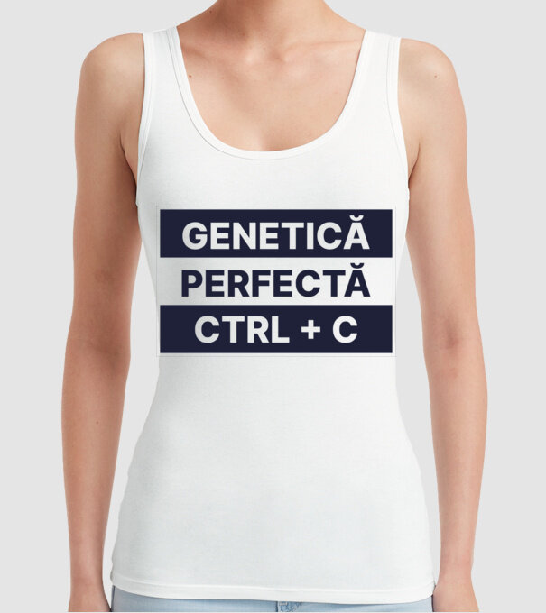 Genetică perfectă CTRL + C model alb pe tricou