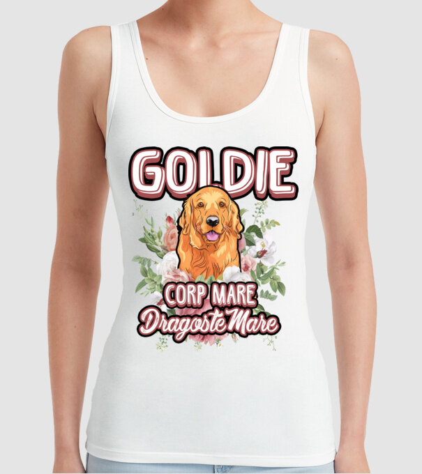 Goldie picioare mici dragoste mare model alb pe tricou