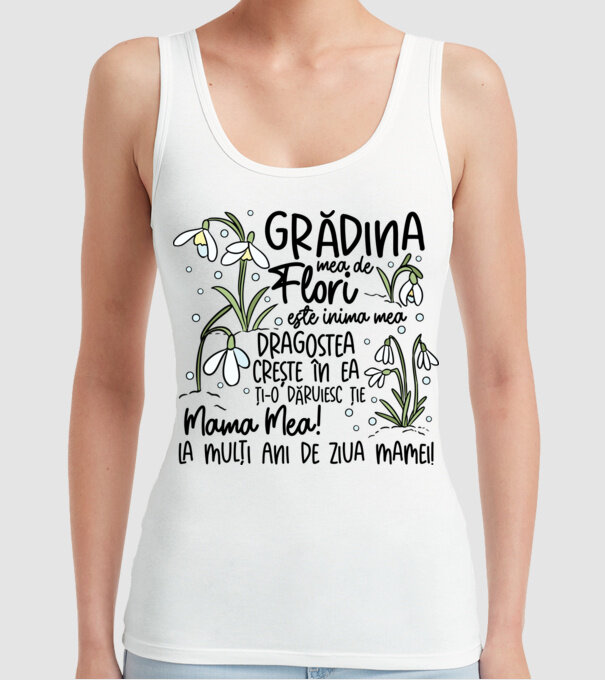 Grădina mea de flori model alb pe tricou