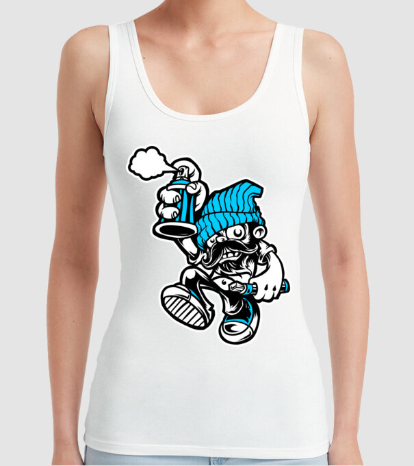 Graffiti model alb pe tricou