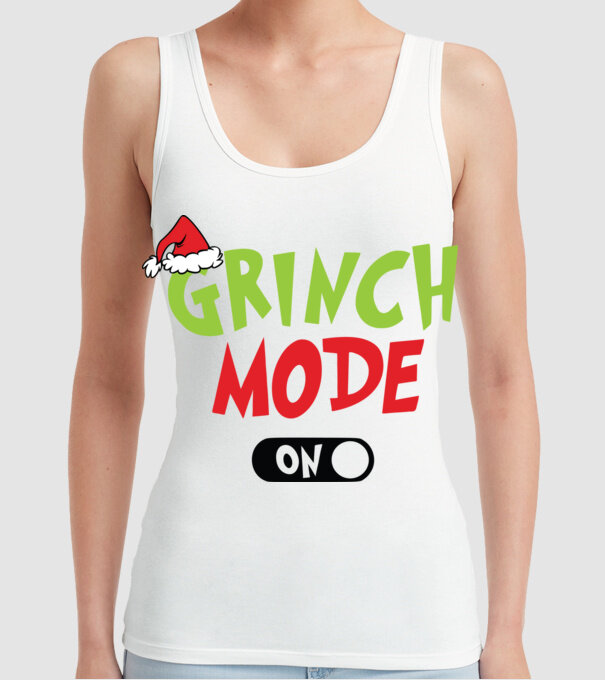 Grinch Mode model alb pe tricou