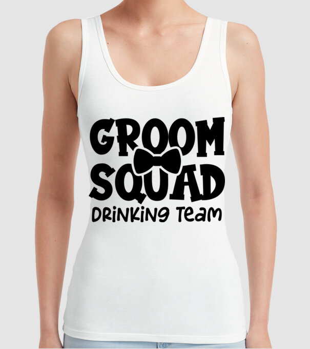 Groom Squad model alb pe tricou