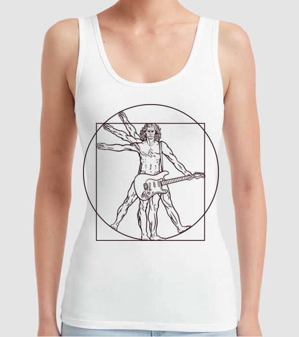 Guitar player model alb pe tricou