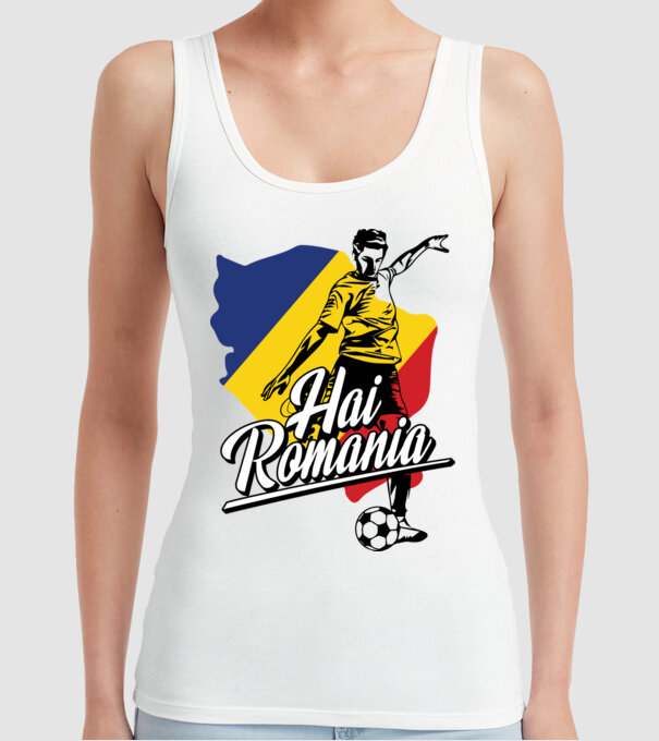 Hai romania fotbal model alb pe tricou