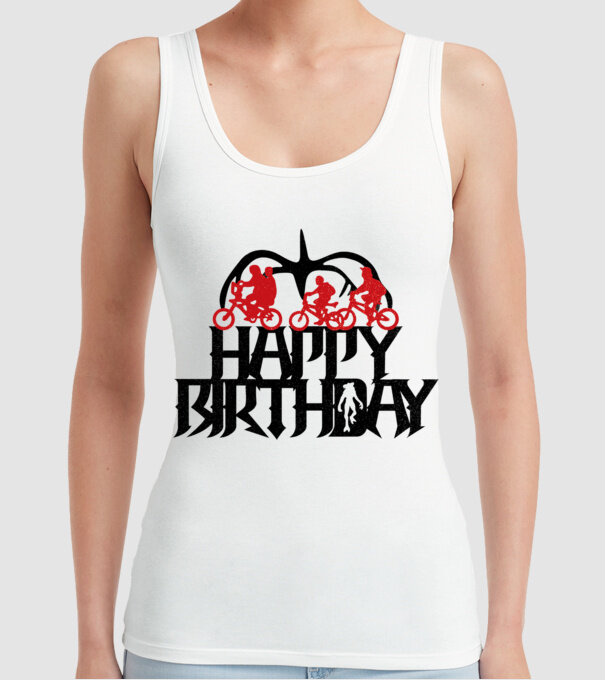 happy birthday stranger things model alb pe tricou