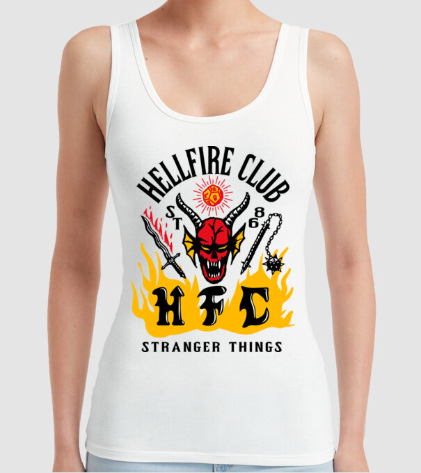 hellfire club 86 stranger things model alb pe tricou