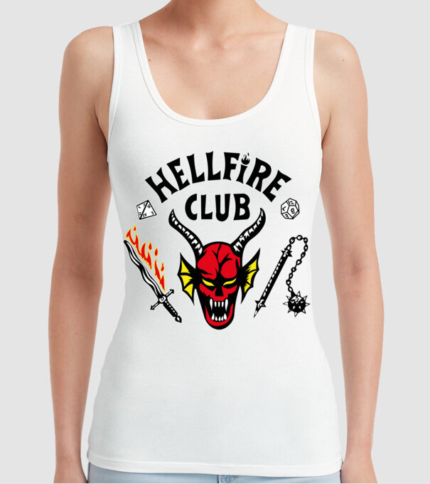 HELLFIRE CLUB model alb pe tricou
