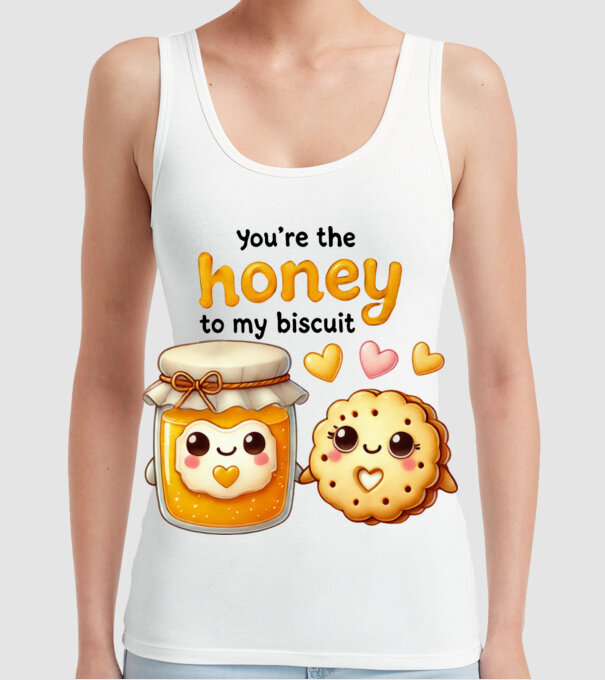 Honey to my Biscuit model alb pe tricou