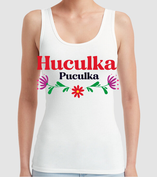 Huculka Puculka model alb pe tricou
