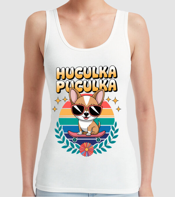 Huculka Puculka Câine 2 model alb pe tricou