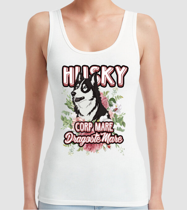 husky - corp mare, dragoste mare model alb pe tricou