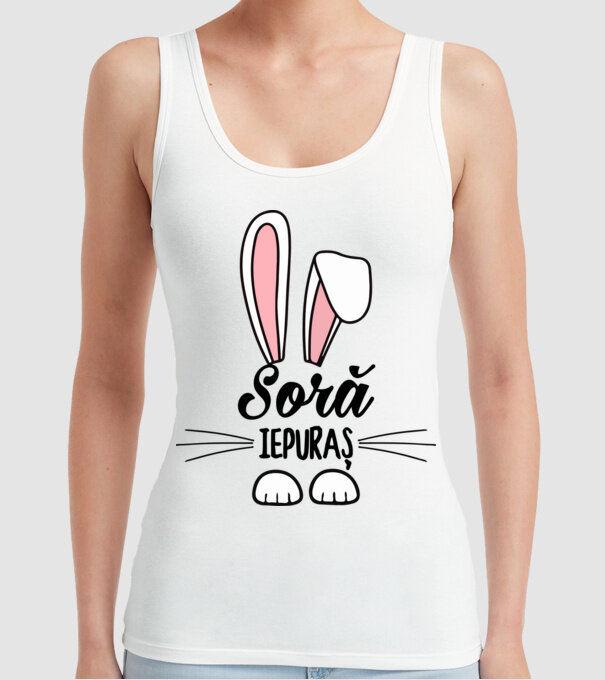 iepuraș soră model alb pe tricou