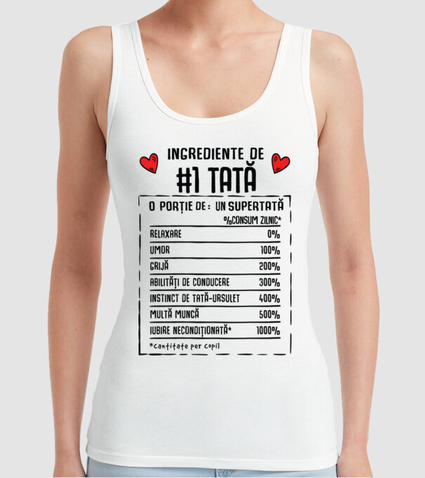 Ingrediente Tată model alb pe tricou