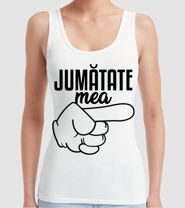 Jumătate a mea model alb pe tricou