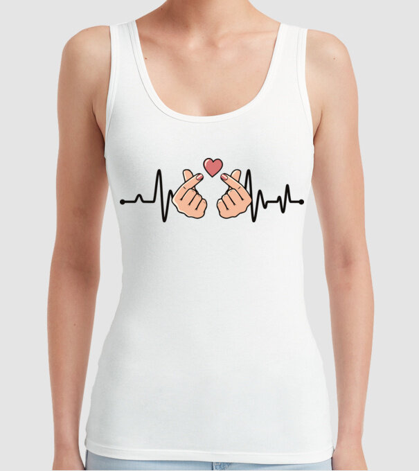 Kpop heartbeaT model alb pe tricou