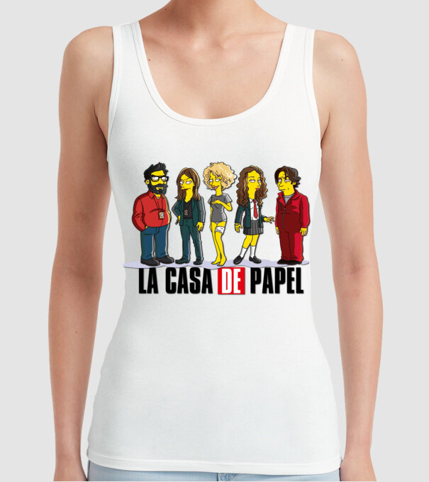 la casa de papel simpson model alb pe tricou