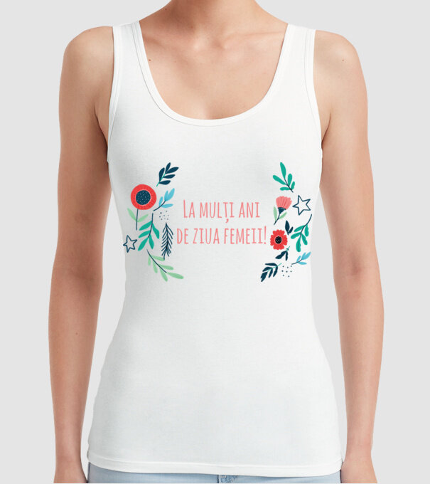 La mulți ani de ziua femeii model alb pe tricou