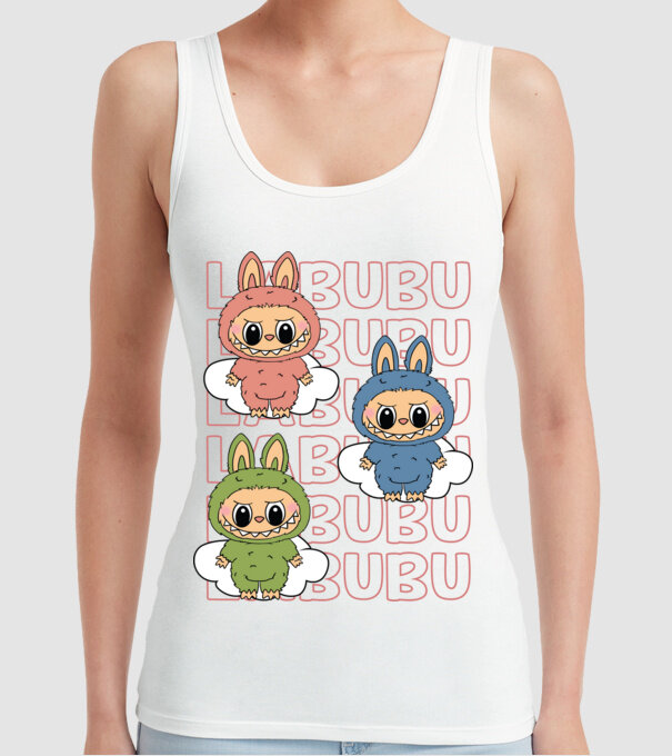 LABUBU model alb pe tricou