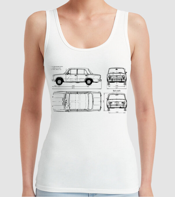 Lada model alb pe tricou