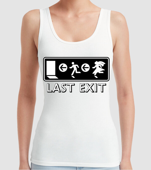 Last Exit model alb pe tricou